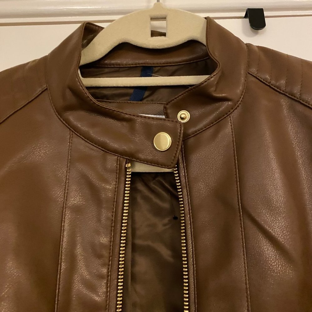 Cole Haan Racer Leather Jacket, Small, Hazel - Picture 7 of 8